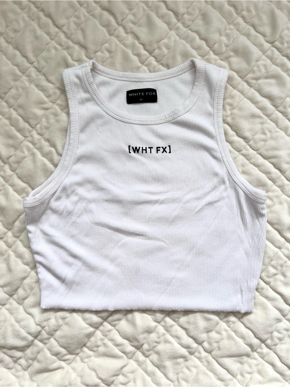 White Fox Ribbed Crop Tank